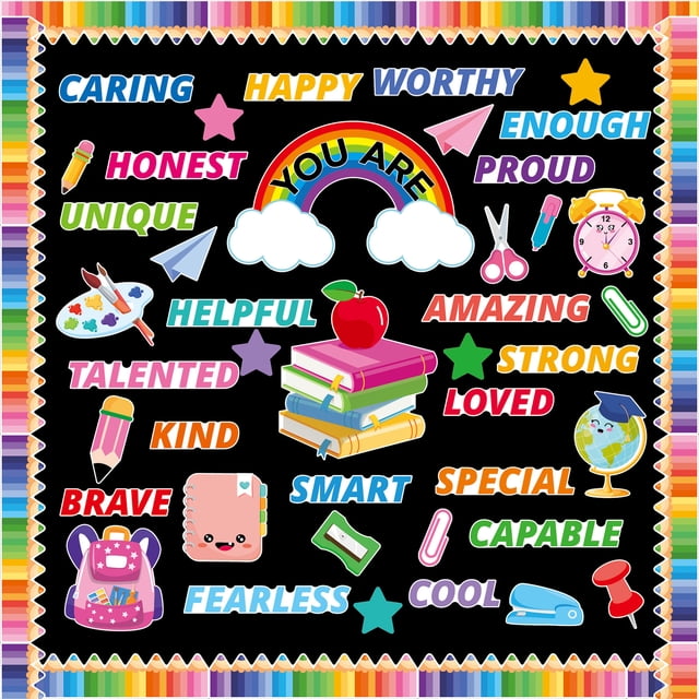 Guardoinrt Back To School Bulletin Board Decor Set Inspirational suitable for classroom bulletin Paper Cuttings Colorful Cardboard Welcome