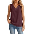 thumbnail image 6 of Womens Dressy Business Tank Tops V Neck Casual Cami Sleeveless Camisole Blouses Summer Basic Tank Shirt Deep Red L, 6 of 6