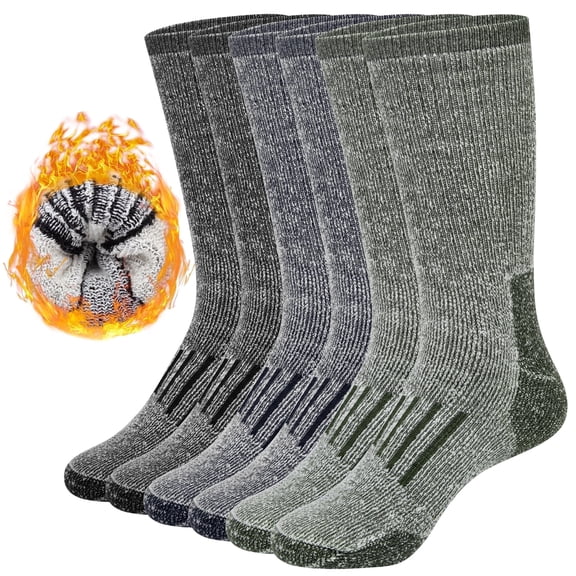 Loritta 3 Pairs 80% Merino Wool Hiking Socks for Men Warm Boot Thermal Hiking Cushion Crew Socks Size 9-12