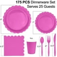 thumbnail image 2 of Inadays 175Pcs Disposable Party Supplies Includes Hot Pink Paper Plates Cup Napkins Forks Spoons Knives, Dinnerware Set for Garden Party Birthday BBQ Baby Shower Wedding, Serve 25 Guests, 2 of 7