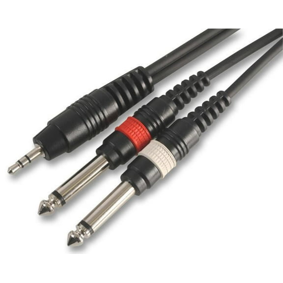 PULSE 3.5mm Stereo Jack to 2x 6.35mm (1/4") Mono Jack Plug to Plug Lead 1.2m
