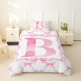 thumbnail image 5 of Erosebridal Girls Pink Bowknot Twin Bedding,Initial Alphabet B Duvet Cover Set For Kids,Reversible pink,2 Pieces(No Comforter), 5 of 6