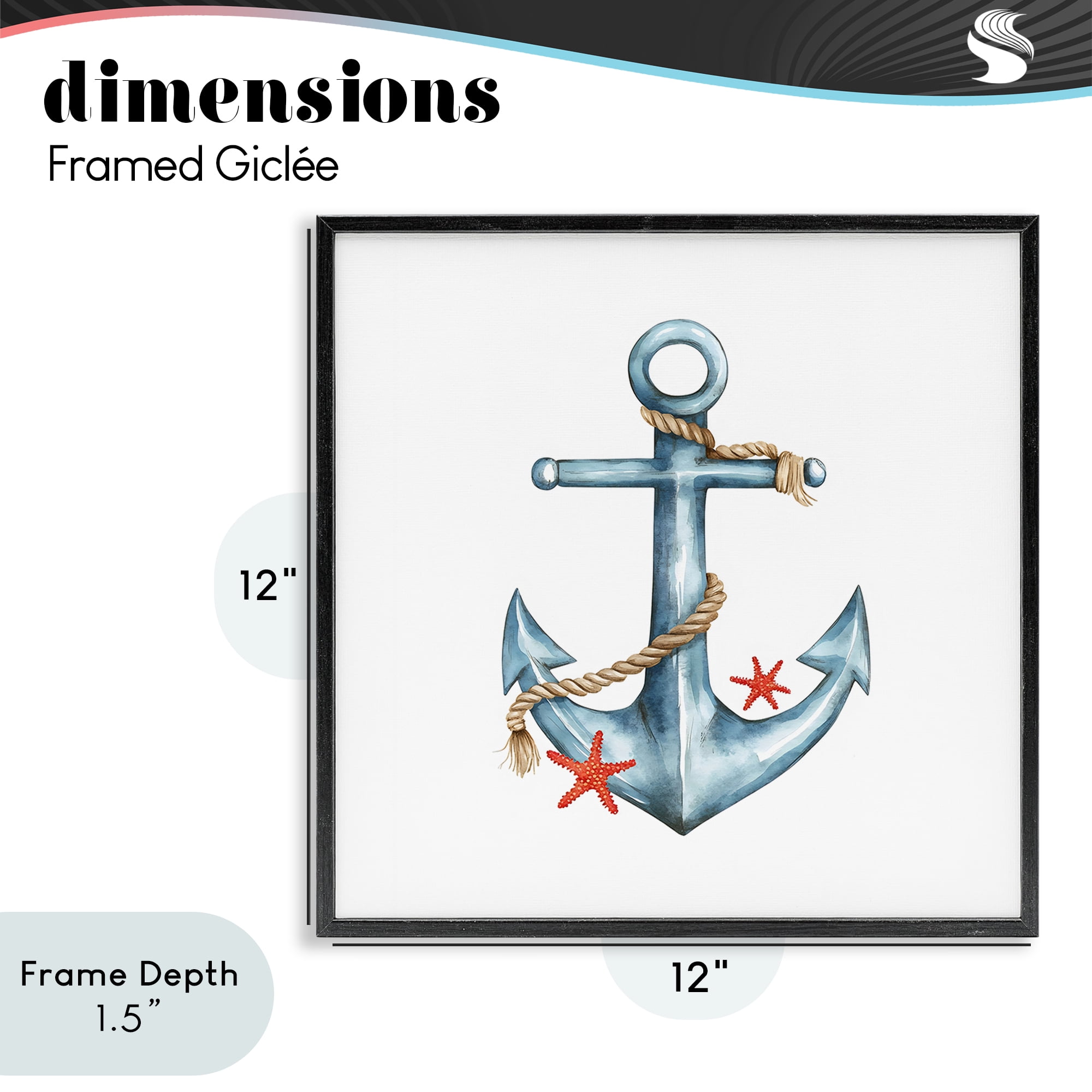 Stupell Industries Cute Sailor Anchor with Starfish Black Framed Giclee Art, design by LSR Design Studio