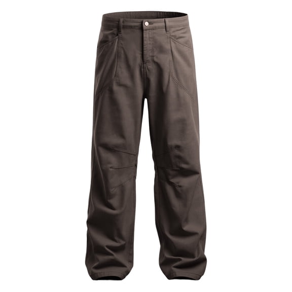 Mens Casual Straight Leg Pants Stylish Outdoor Workwear Relaxed Fit Trousers Full Length Brown L