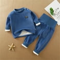 thumbnail image 3 of Baby Toddler Pajamas Thermal Underwear Set Soft Winter Crewneck Tops and Bottom Lining Toddler Boy Girl Winter Outfits for Boys And Girls 2PCS Outfits Clothes Sets 6-12 Months, 3 of 3