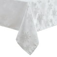 thumbnail image 6 of Christmas Fancy White and Silver Metallic Snowflake 60 x 84 inch Oval Fabric Dining Tablecloth, 6 of 6