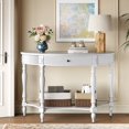thumbnail image 4 of Atumcto Half Moon Console Table with Drawer and Shelf, Fluted Entryway Sofa Table with Roman Column Legs for Hallway and Living Room, White, 4 of 10