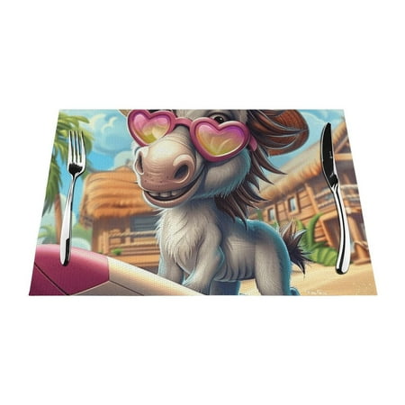 

Animal personification PVC meal mat dining table mat PVC washable woven vinyl meal mat Insulation top meal mat Table mat Natural color