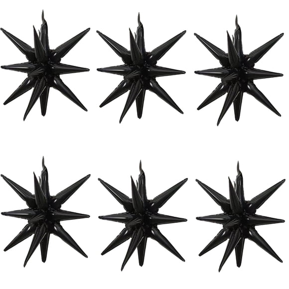 Globos de aluminio ZSYLYTKV Black Star de 14 puntas y 22 pulgadas, paquete de 6