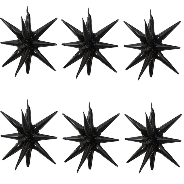 Globos de aluminio ZSYLYTKV Black Star de 14 puntas y 22 pulgadas, paquete de 6