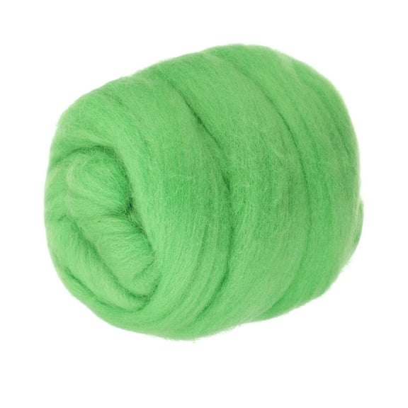 Uxcell Wool Roving Yarn, 150G/5.3OZ Soft Felting Wool Pure Chunky Roving Yarn Bulk for Needle Felting Knitting Blanket Spinning Weaving DIY Craft, Light Grass Green
