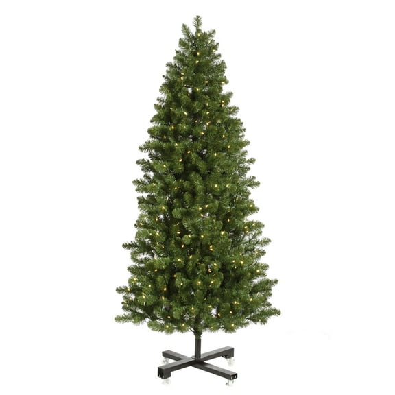 Vickerman 7.5' Grand Teton Slim Artificial Christmas Tree, Single Mold Warm White LED Lights