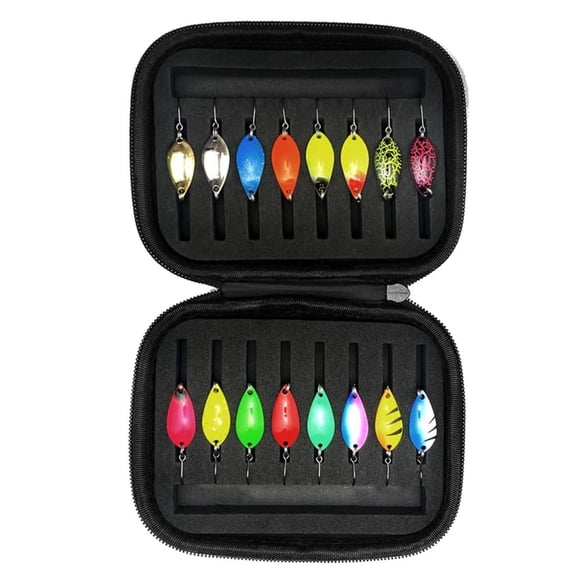 Yammee Trouts Fishing Spoon Lure Artificial Baits Spinner Blinkers Fishing Baits with Storage Box Mini Fishing Spoon Lure