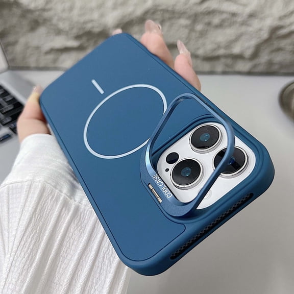 Designed For iPhone 12 Pro / 12 6.1" Phone Case,Built-in Contractile Lens Ring Kickstand,[Compatible with Mag-safe],Shockproof Anti-Scratch Protective Ultra Slim Thin Fit Phone Case Cover,Darkblue