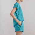 thumbnail image 3 of Conjunto de pantalones cortos de manga corta Sloid con cuello redondo para mujer, traje deportivo informal de verano, 2 piezas Wmkox8yi  bvn1394, 3 of 8
