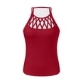 thumbnail image 5 of GILIGEGE 2 Piece Sets for Women Casual Fashion Set Women's Shorts Set Sleeveless Vest Top Suit Shorts Two Set Print Basic Tank Top & Shorts Set with Belt Features: Summer Sets Red M, 5 of 6