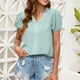 thumbnail image 2 of Blusa de manga corta abombada Vhermosa Jacquard Color liso Verde claro S, 2 of 6