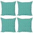 thumbnail image 1 of Ambesonne Cat Throw Pillow Cover 4 Pack, Mice Paw Prints Fun Cartoon, 18", Seafoam Black White, 1 of 2