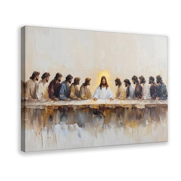 Wallume Store Impasto Last Supper Religious Canvas Wall Art - Affordable Stylish Spiritual Home Decor 12x8 inch