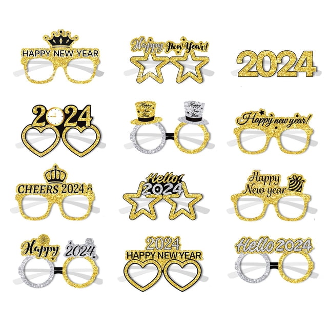 Conjunto de 12 gafas festivas para celebrar el Año Nuevo, accesorios originales para fotografías