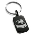 thumbnail image 1 of Stainless Steel Letter C Initial 3D Monogram Engraved Small Rectangle Dog Tag Charm Keychain Keyring, 1 of 1