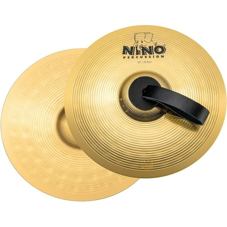 Brass Cymbals with Straps, Handheld 10" Pair — for Classroom Music, (NINO-BR25)