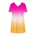 thumbnail image 4 of Busydd Womens Summer Dresses Stylish Colorful Gradient Print Midi Dress Casual Flowy Loose Mini Dress Short Sleeve Deep V Neck Sundress Fashion Beack T-Shirt Dress, 4 of 4
