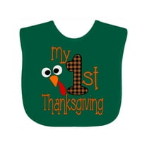 Inktastic Plaid 1st Thanksgiving Turkey Boys or Girls Baby Bib