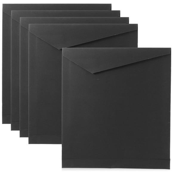 WASHWEPE 5Pack Kraft Paper Bags Black Rectangular For Shirt Packaging Bag And Food Storage Bag Office Use Parties