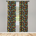 thumbnail image 3 of Ambesonne Guitar Curtains, Folk Flamenco Retro, Pair of 28"x84", Multicolor, 3 of 5