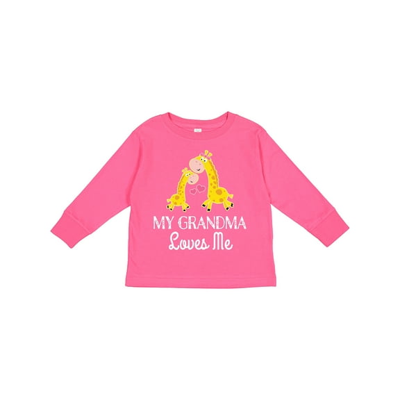 Inktastic Grandma Loves Me Girls Giraffe Granddaughter Girls Long Sleeve Toddler T-Shirt