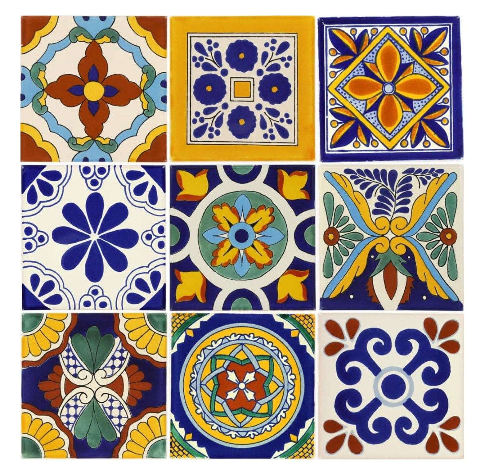 Box Of 100 Mexican Talavera Tiles newest Handmade Designs Mexican Ceramic 4 X 4