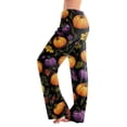 thumbnail image 2 of Halloween Lounge Pants for Women Pumpkin Print Stretch Comfy Elastic Waist Sleep Pants, 2 of 6