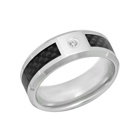 Men's Diamond Accent Ring in Tungsten with Carbon Fiber, 8mm