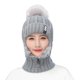 thumbnail image 2 of Sombrero de pompón de punto a prueba de viento siamés de invierno Gorro unisex Bufanda gruesa de esquí Gorra al aire libre, oso de fresa Electrónica, 2 of 3