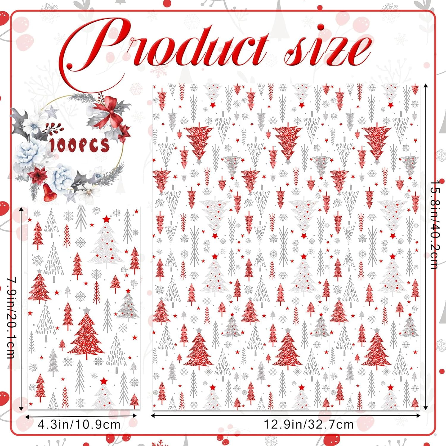 100PCS Christmas Paper Napkins - Dinner Size Bathroom Napkins for Xmas Party, 2-Ply Disposable