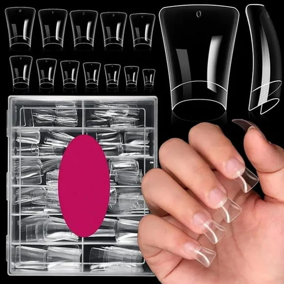 shiyou-Duck Nail Tips Clear Nature Nail Tips Curved Duck Feet Style Half Cover False Nails Wide French Nails Extension Press On Nails (120pcs Clear With Box, short)