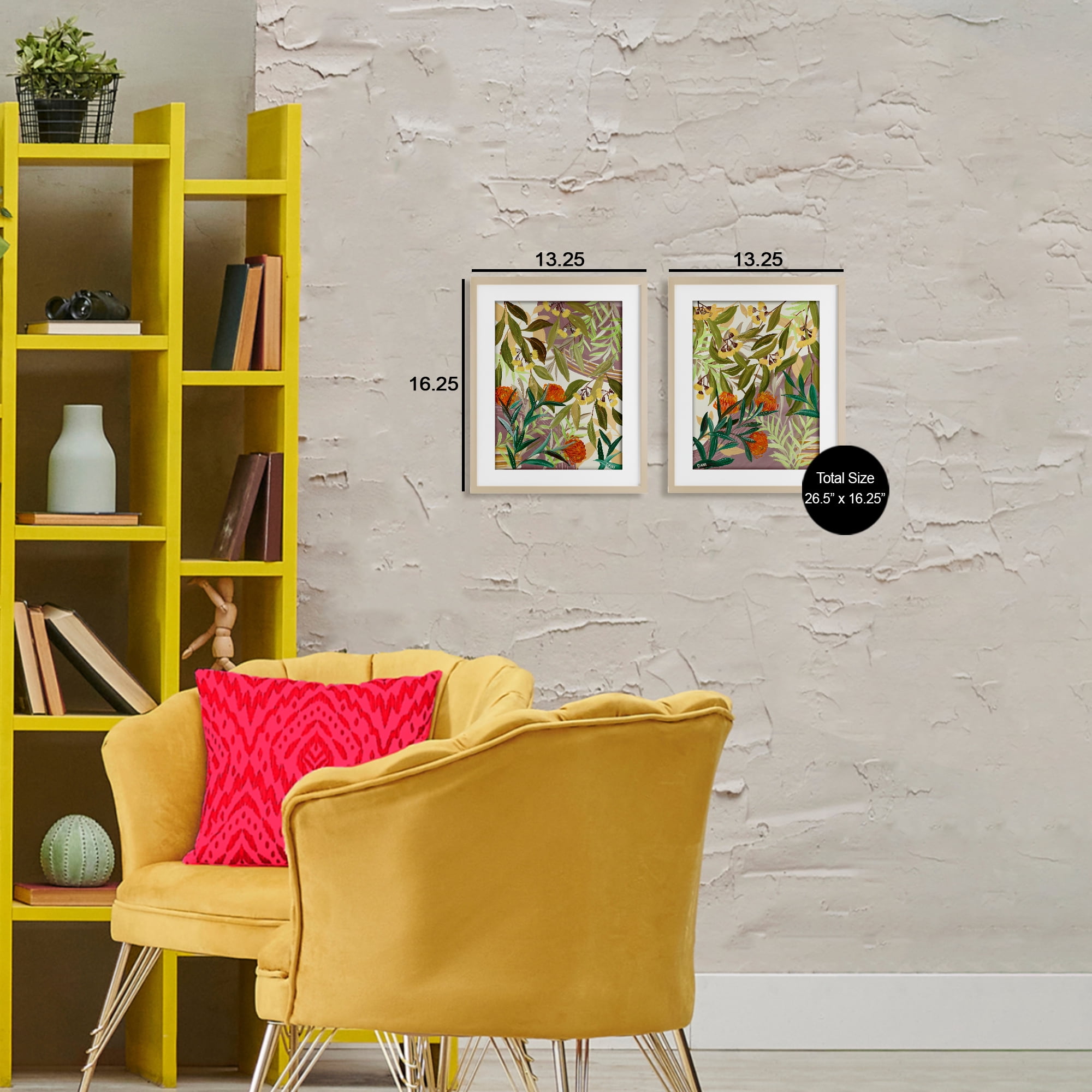 Stupell Industries Walk With Me Botanicals 2 Piece Birch Framed Print Under Glass Set, design by Dani Heyward