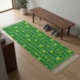 thumbnail image 5 of Area Rug with Tassels 2' x 5', St. Patrick's Day Spring Bright Green Clovers Kitchen Runner Rug for Hallway Bedroom Throw Rugs, Plant on Stripe Soft Door Mat for Bathroom Entrance Living Room, 5 of 9