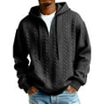 thumbnail image 2 of Men's Quarter Zip Hoodies Sweatshirt Jacquard Texture Casual Long Sleeve Pullover Sweaters M-3XL, 2 of 4