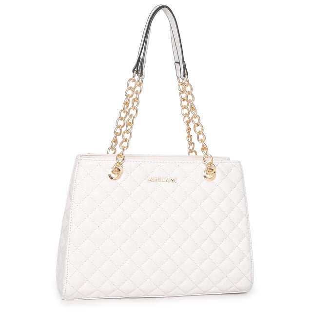 Bolso de hombro con cadena acolchada Montana West, blanco