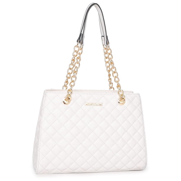 Bolso de hombro con cadena acolchada Montana West, blanco
