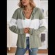 thumbnail image 5 of Chaqueta de Rayas con Bloques de Color para Mujer, con Cremallera, Larga, Punto Acanalado, Sudadera con Cordón Ajustable. Judías XL, 5 of 10