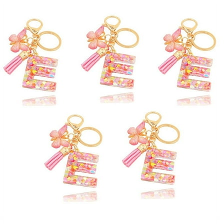 Type E Fashionable Pink Letter Keychain Butterfly Keychain Crystal Epoxy Pendant