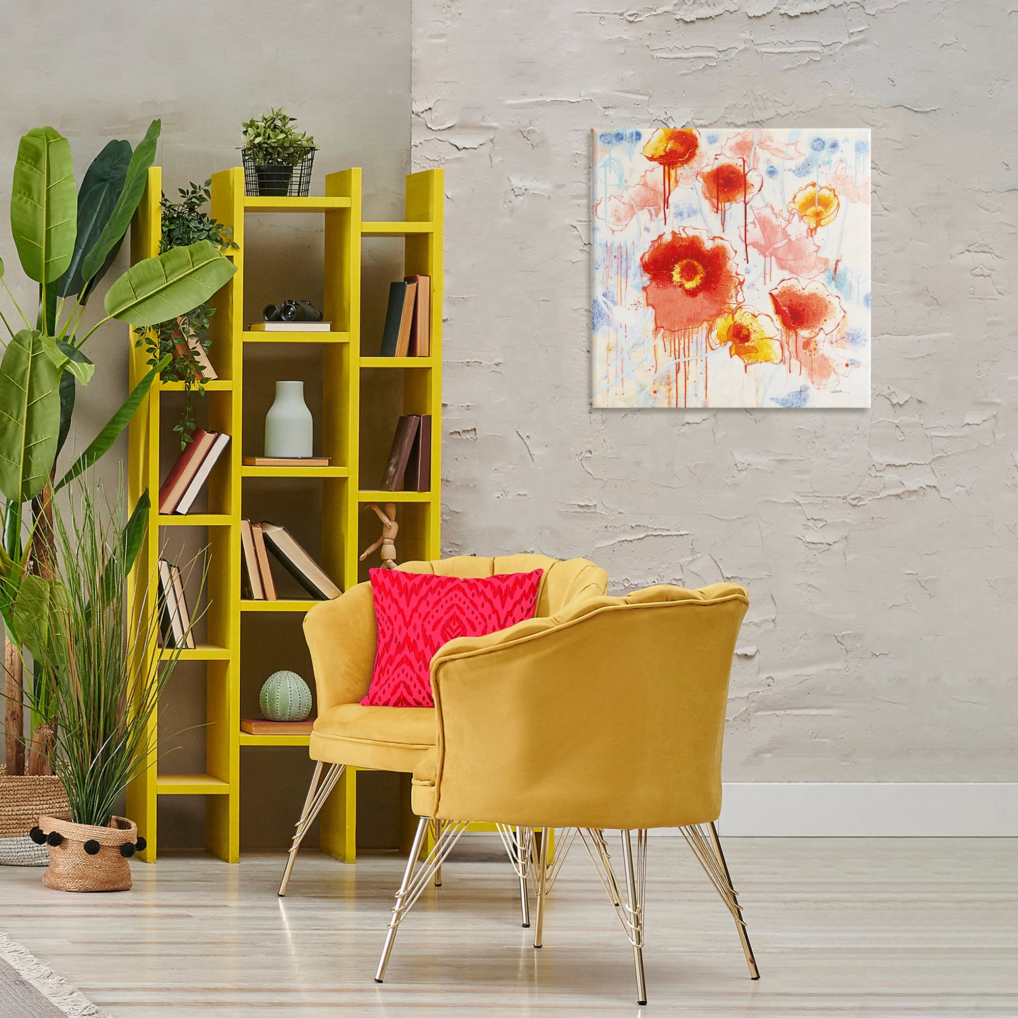 Stupell Industries Dripping Abstract Poppies Abstract Painting Gallery Wrapped Canvas Art Print Wall Art, 24 x 24