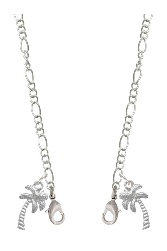Silvertone Palm Tree Silvertone Face Mask Necklace