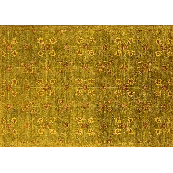 Ahgly Company Machine Washable Indoor Rectangle Oriental Yellow Industrial Area Rugs, 2' x 3'