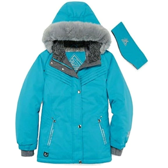 ZeroXposur Big Girls' Sky Blue Snowboard Heavyweight Ski Jacket and Headband (XL 16)