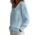 thumbnail image 4 of Sheghy Workout Tops Women's Collared Embroidered Printed Long-sleeved Blouse Blue XXL, 4 of 7