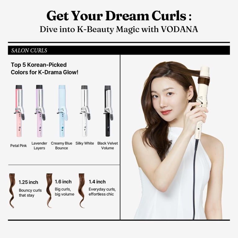 VODANA Glam Wave Pink Hair Styler Curling Iron 36mm - Walmart.com
